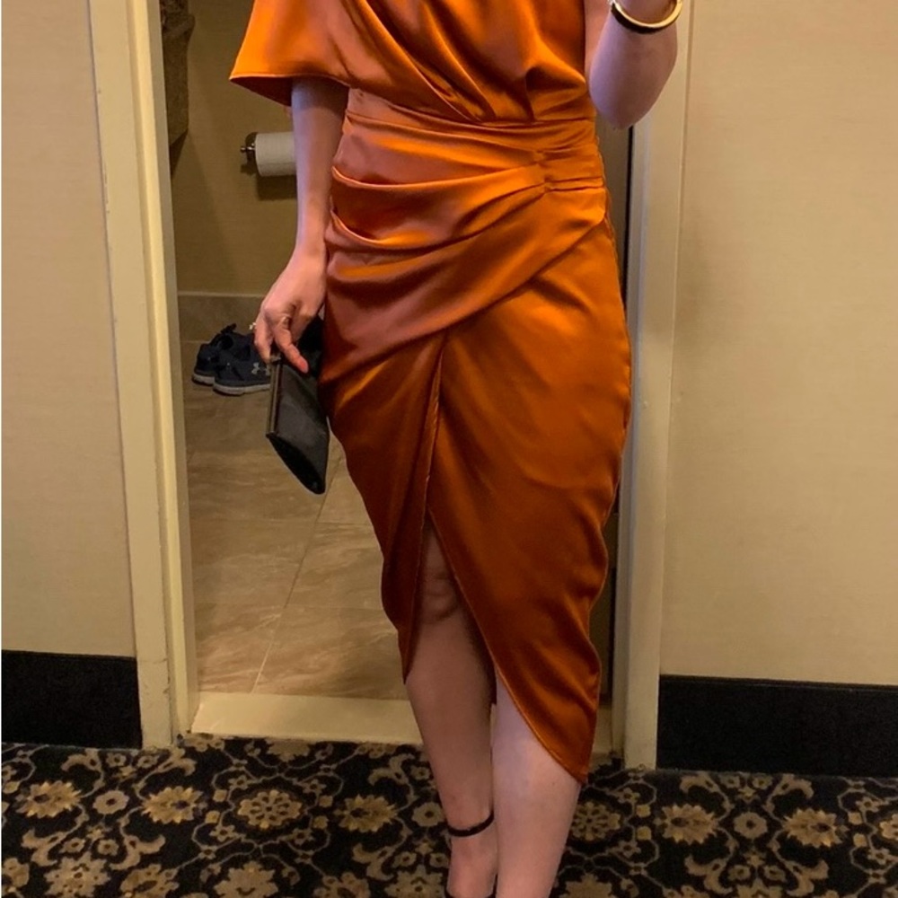 Elegant Orange Satin Dress